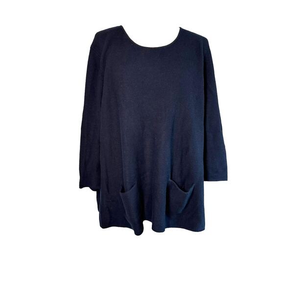 Lisa Todd Navy Sweater Pockets Size Large Cotton Cashmere Boxy‎ - Picture 1 of 9
